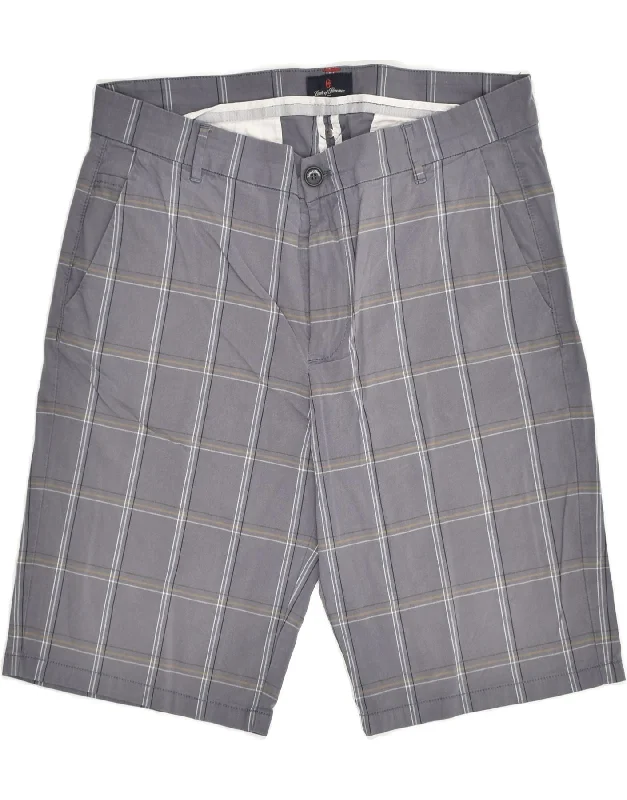 CONTE OF FLORENCE Mens Chino Shorts IT 52 XL W33 Grey Check Cotton