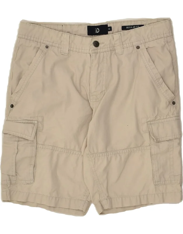 DACK'S Mens Regular Fit Cargo Shorts IT 46 Small W28  Beige Cotton