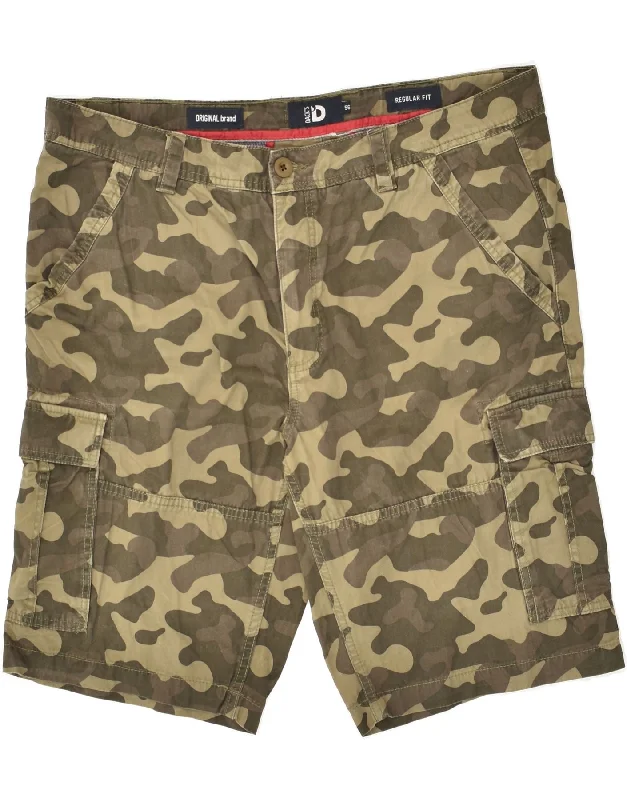 DACK'S Mens Regular Fit Cargo Shorts IT 56 3XL W38 Green Camouflage Cotton