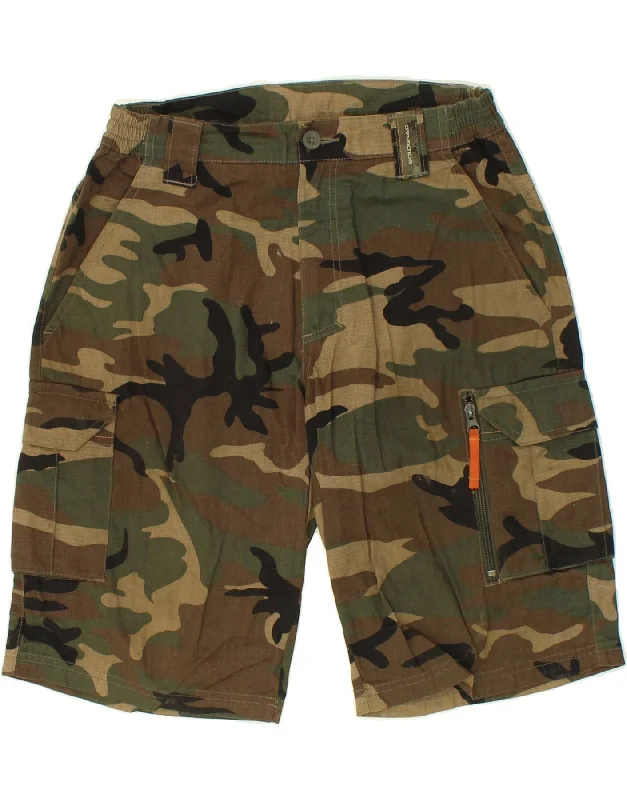 DECATHLON Mens Cargo Shorts Medium W28  Khaki Camouflage Cotton