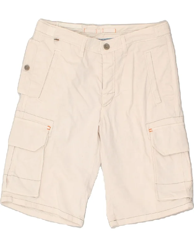 DEKKER Mens Cargo Shorts W32 Medium White Cotton