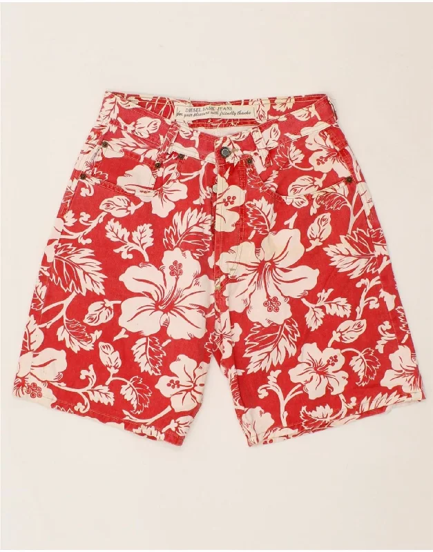 DIESEL Mens Casual Shorts W29 Small Red Floral Cotton