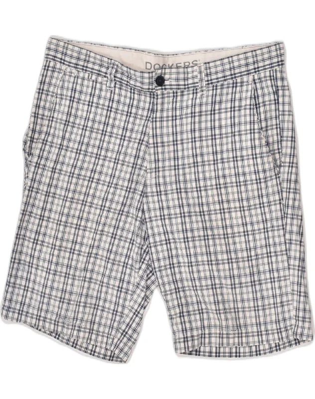 DOCKERS Mens Chino Shorts W34 Large  Grey Check Cotton