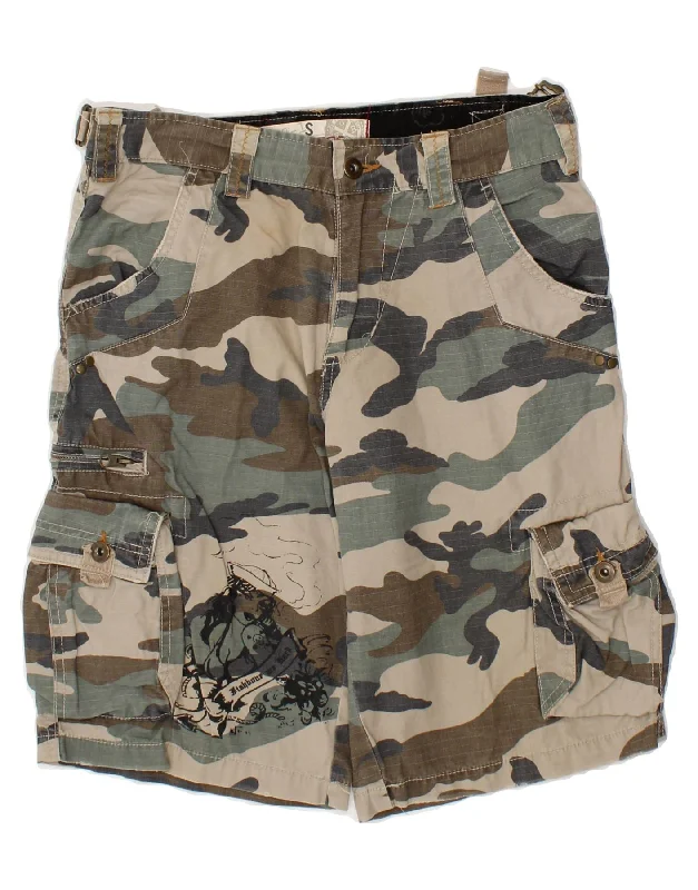 FISHBONE Mens Cargo Shorts W28 Small Brown Camouflage Cotton