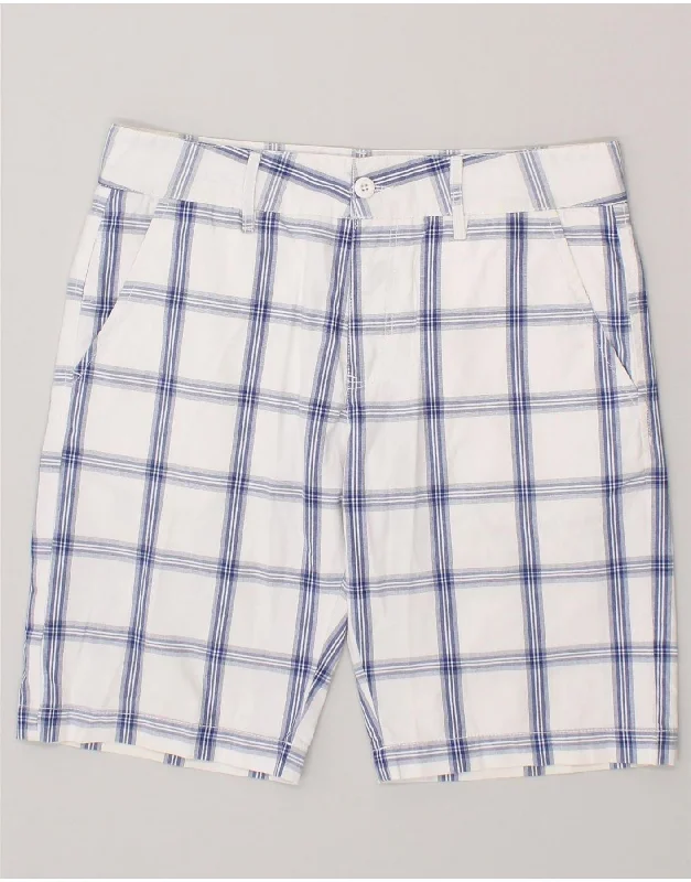 FISHBONE Mens Chino Shorts Medium W34 White Check Cotton