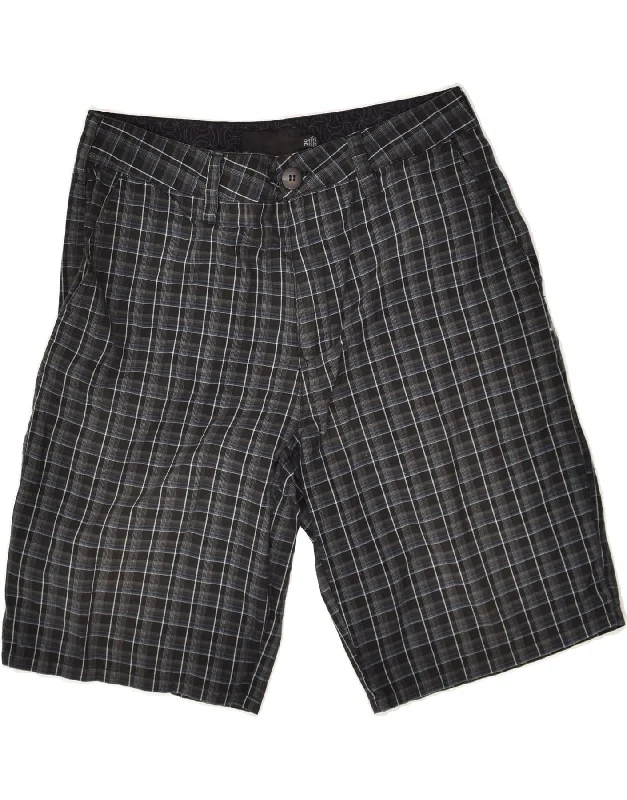 HURLEY Mens Chino Shorts W30 Medium Grey Check Cotton