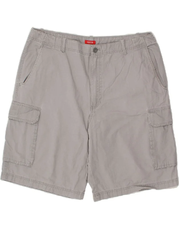 IZOD Mens Cargo Shorts W38 XL Grey Cotton