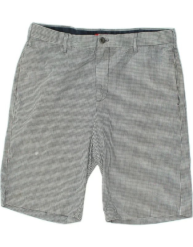 IZOD Mens Chino Shorts W36 Large  Grey Gingham Cotton