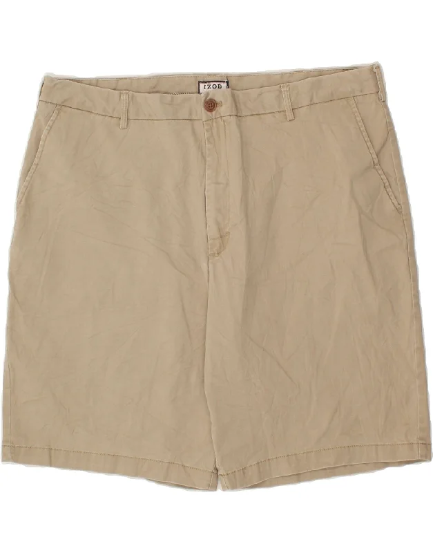 IZOD Mens Chino Shorts W42 2XL Beige Cotton