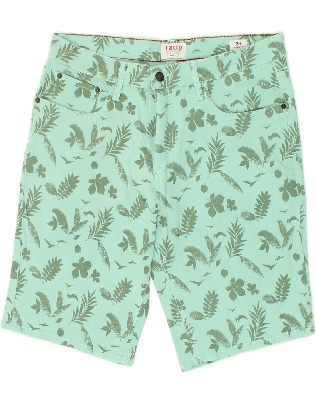 IZOD Mens Regular Fit Casual Shorts W34 Large  Turquoise Floral Cotton