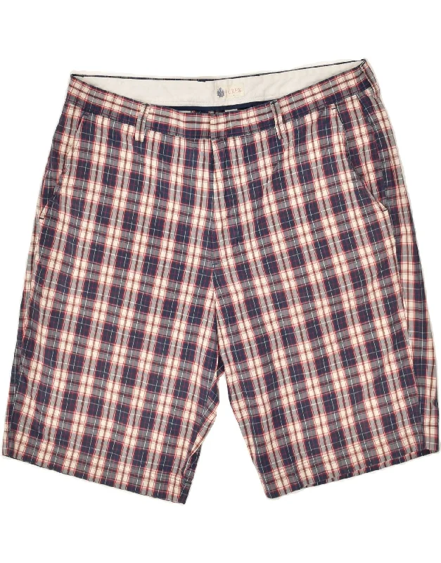 J. CREW Mens Chino Shorts W38 XL Navy Blue Check Cotton