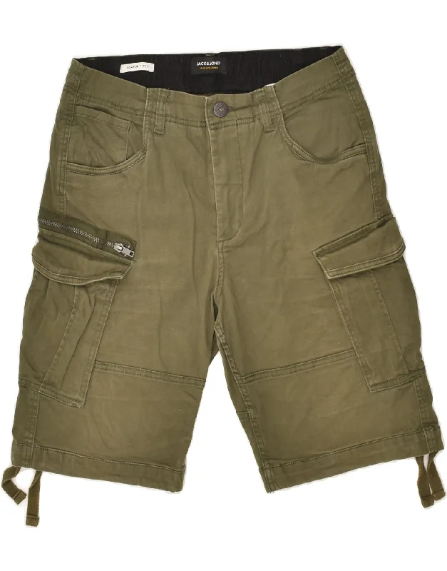 JACK & JONES Mens Comfort Fit Cargo Shorts W27 XS Khaki Cotton