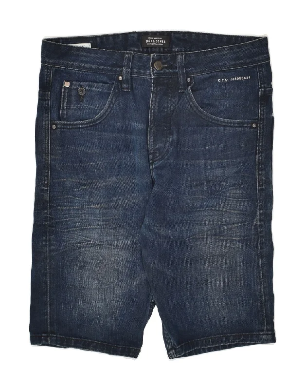 JACK & JONES Mens Denim Shorts W32 Medium  Navy Blue Cotton