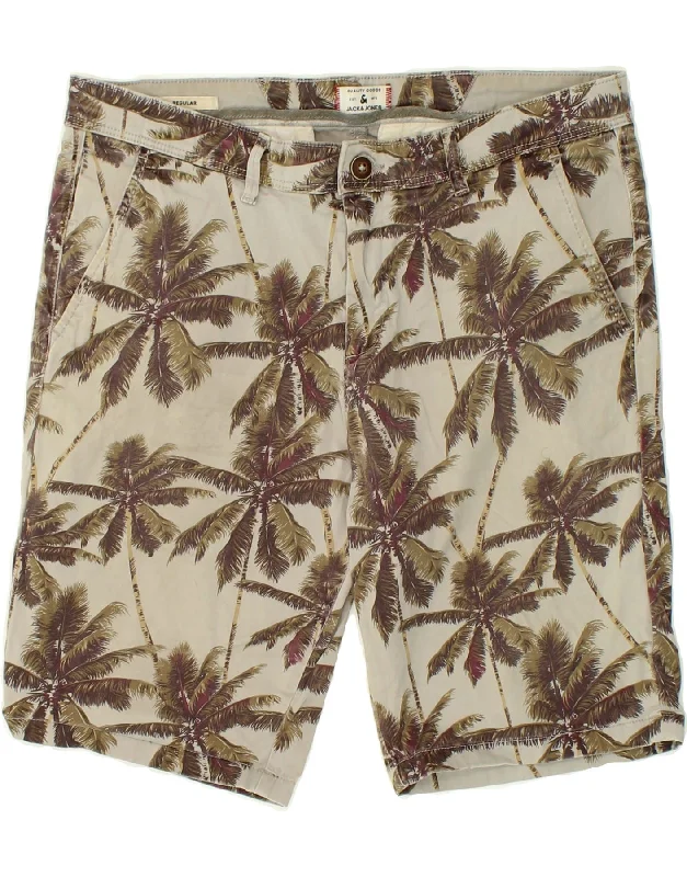 JACK & JONES Mens Regular Chino Shorts Medium W34  Beige Floral Cotton