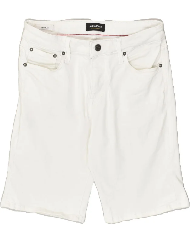 JACK & JONES Mens Regular Denim Shorts Small W30  White