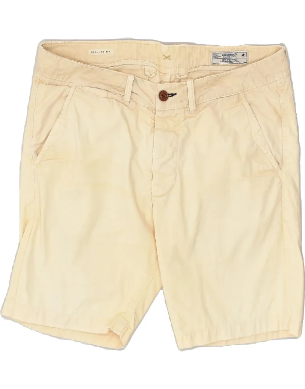 JACK & JONES Mens Regular Fit Chino Shorts W35 Large Yellow Cotton