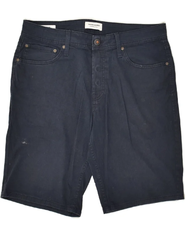 JACK & JONES Mens Regular Fit Denim Shorts Medium W32 Navy Blue Cotton