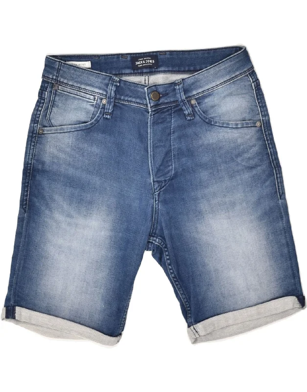 JACK & JONES Mens Regular Fit Denim Shorts Small W28 Blue Cotton