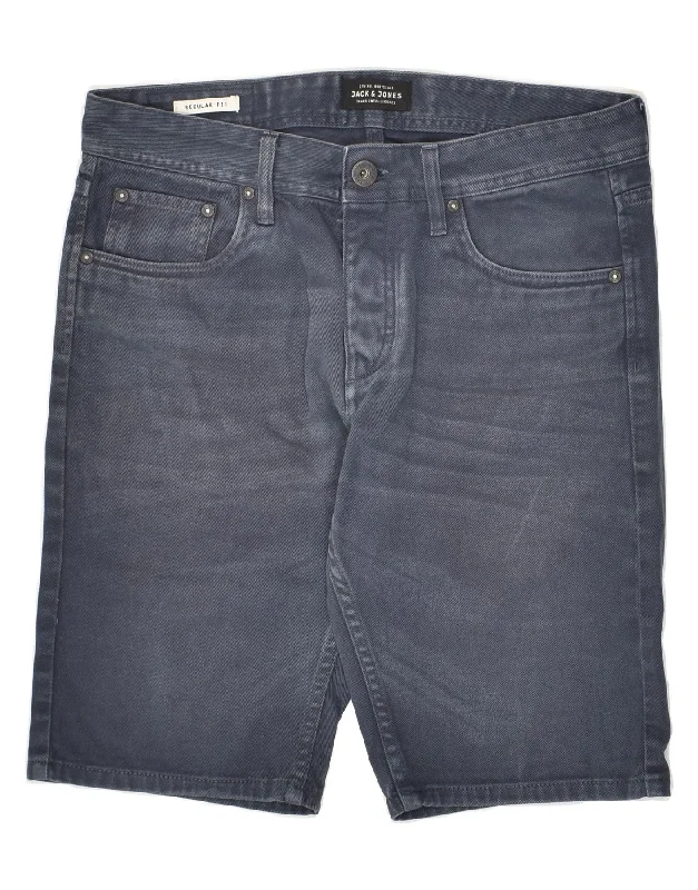 JACK & JONES Mens Regular Fit Denim Shorts W32 Medium  Navy Blue Cotton