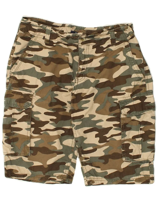 KIABI Mens Comfort Fit Cargo Shorts Small W29 Brown Camouflage Cotton