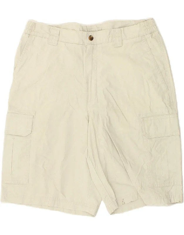 L.L.BEAN Mens Cargo Shorts W34 Large Off White Cotton