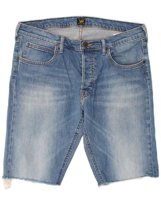 LEE Mens Denim Shorts W34 Large Blue Cotton