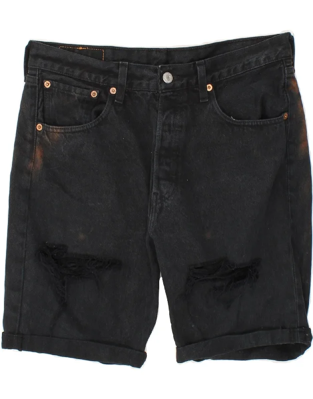 LEVI'S Mens 501 Denim Shorts W32 Medium Black Cotton