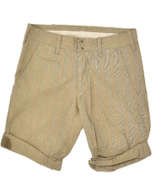 MARLBORO CLASSICS Mens Chino Shorts EU 46 Small W28  Beige Check Cotton