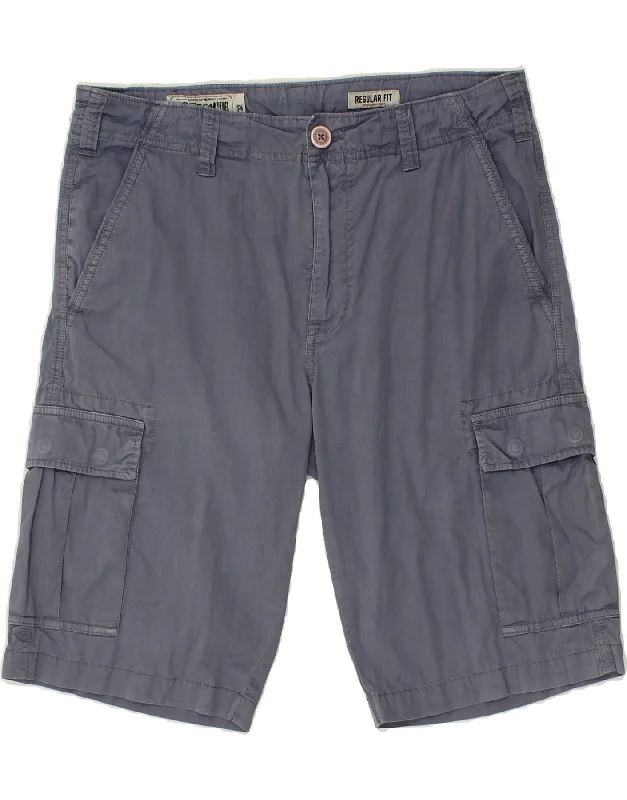 MARLBORO CLASSICS Mens Regular Fit Cargo Shorts W32 Medium Navy Blue