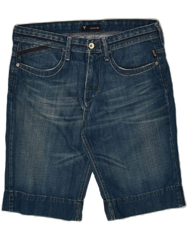 MELTIN' POT Mens Denim Shorts W32 Medium Blue Cotton