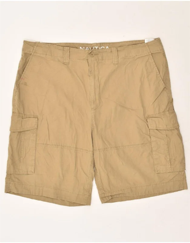 NAUTICA Mens Cargo Shorts W44 2XL Brown Cotton