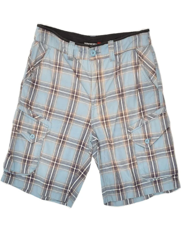 QUIKSILVER Mens Cargo Shorts W28 Small  Blue Check Cotton