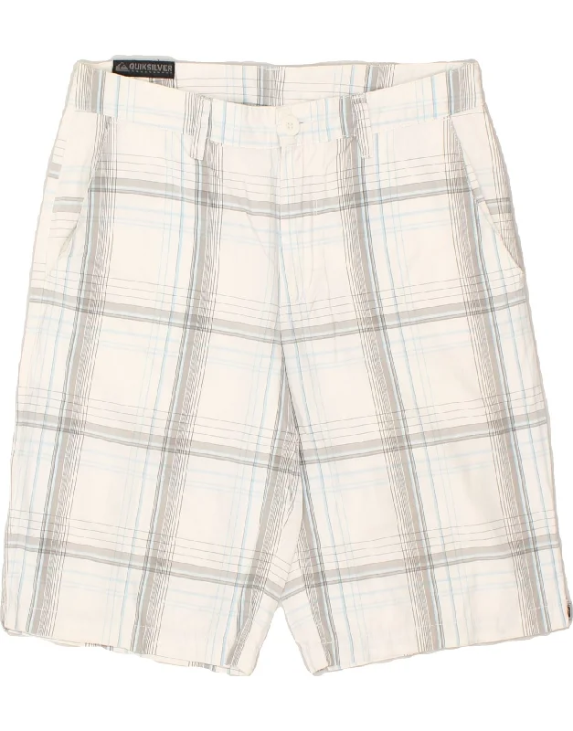 QUIKSILVER Mens Chino Shorts W30 Medium White Check Cotton