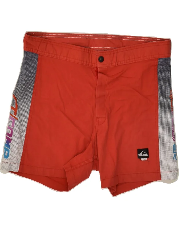 QUIKSILVER Mens Graphic Casual Shorts W35 Large Red Colourblock Cotton