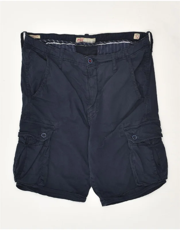 RIFLE Mens Cargo Shorts W32 Medium  Navy Blue Cotton