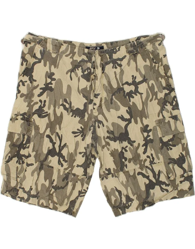 RIFLE Mens Cargo Shorts W40 XL Beige Camouflage Cotton