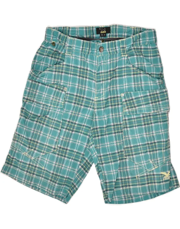 SALEWA Mens Cargo Shorts Small W29 Turquoise Check Polyamide