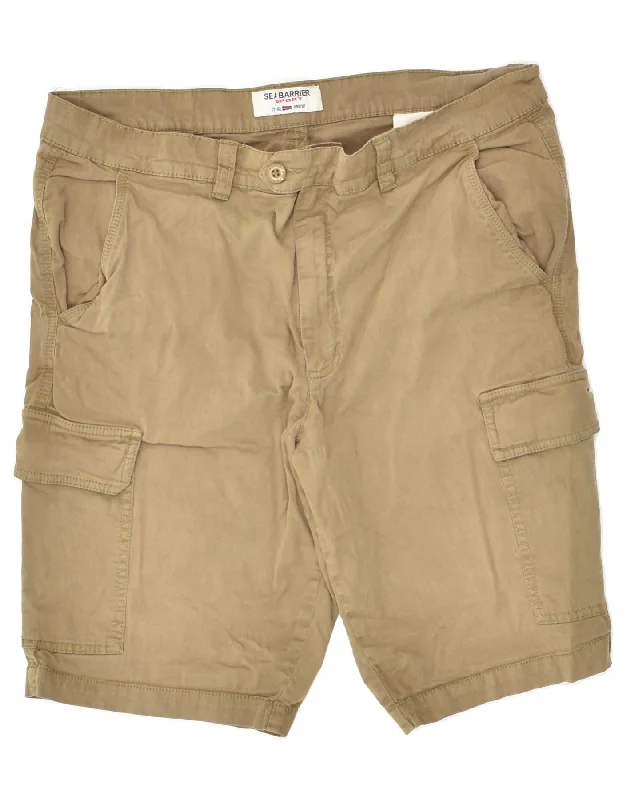 SEA BARRIER Mens Cargo Shorts IT 58 4XL W38 Beige Cotton