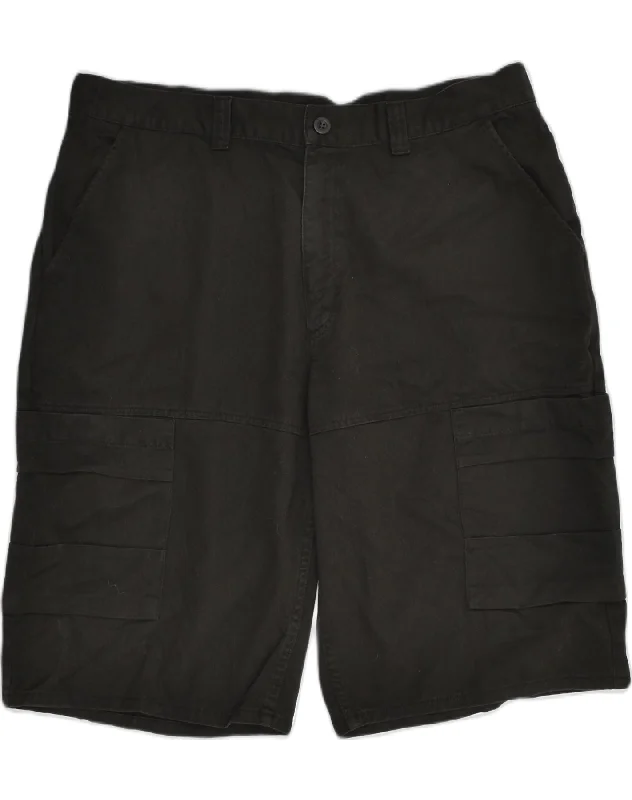 SISLEY Mens Cargo Shorts IT 54 2XL W36  Black Cotton