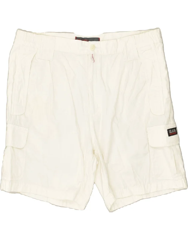 SLAM Mens Cargo Shorts W39 XL White Cotton