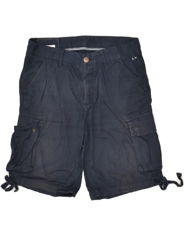 SUN68 Mens Cargo Shorts W33 Medium Navy Blue Cotton