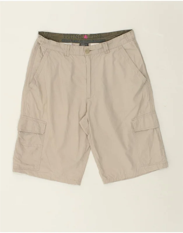 THINK PINK Mens Cargo Shorts IT 48 Medium W32  Beige Cotton