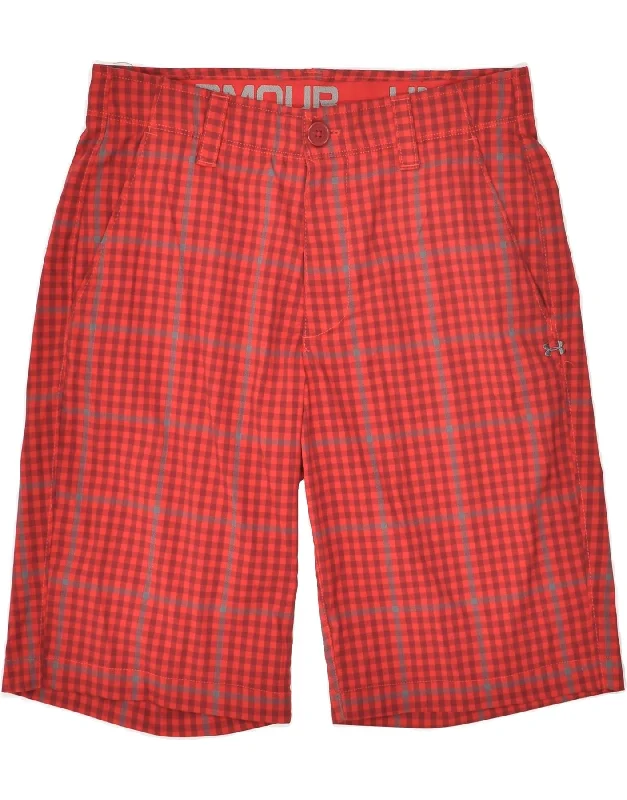 UNDER ARMOUR Mens Chino Shorts W30 Medium Red Check Polyester