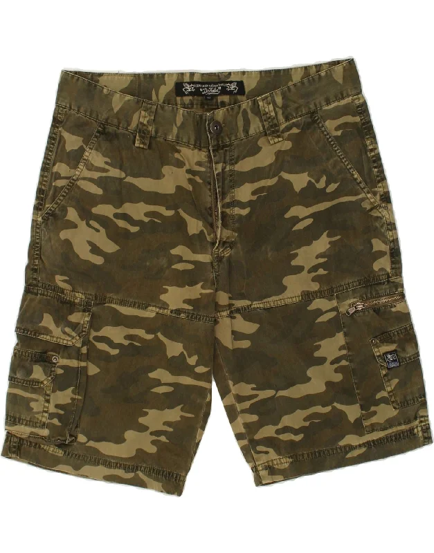 VINTAGE Mens Cargo Shorts IT 52 XL W38  Khaki Camouflage Cotton