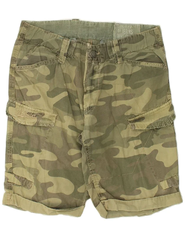 VINTAGE Mens Cargo Shorts Medium W32 Khaki Camouflage Cotton