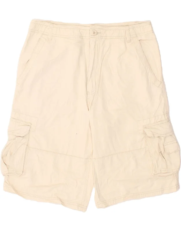 VINTAGE Mens Cargo Shorts W34 Large Beige Cotton