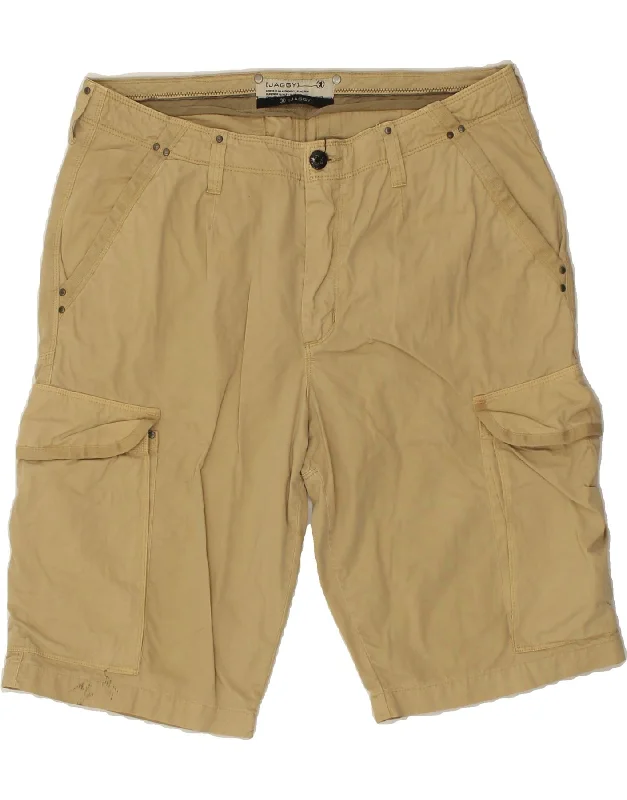 VINTAGE Mens Cargo Shorts W36 Large Beige Cotton