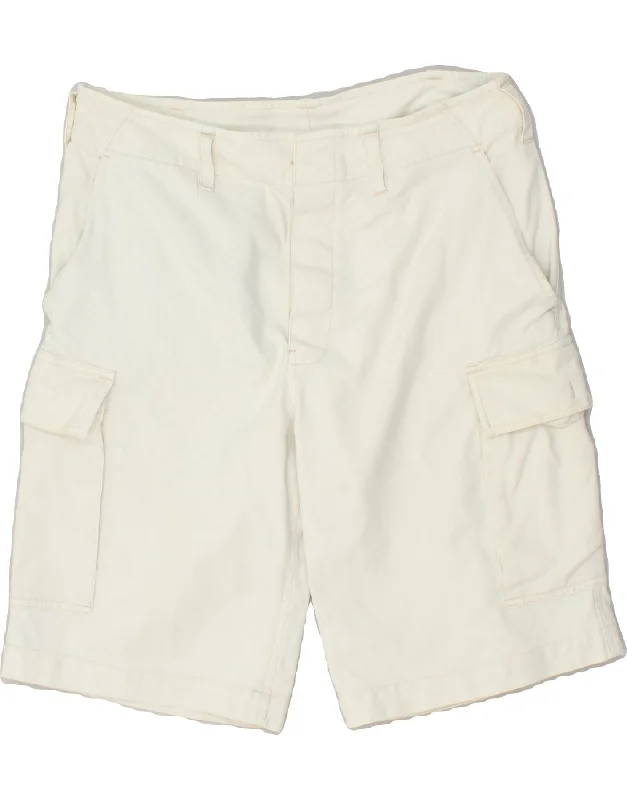 VINTAGE Mens Cargo Shorts W36 Large Off White Cotton