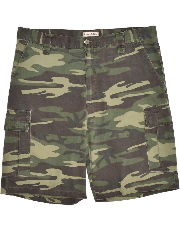 VINTAGE Mens Cargo Shorts W40 XL Khaki Camouflage Polyester