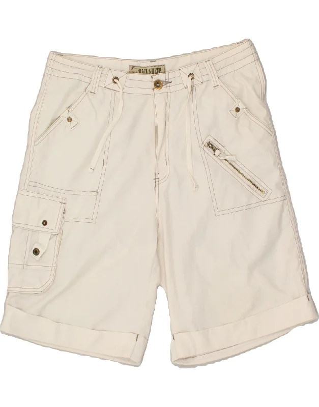 VINTAGE Mens Cargo Shorts XL W34 Off White